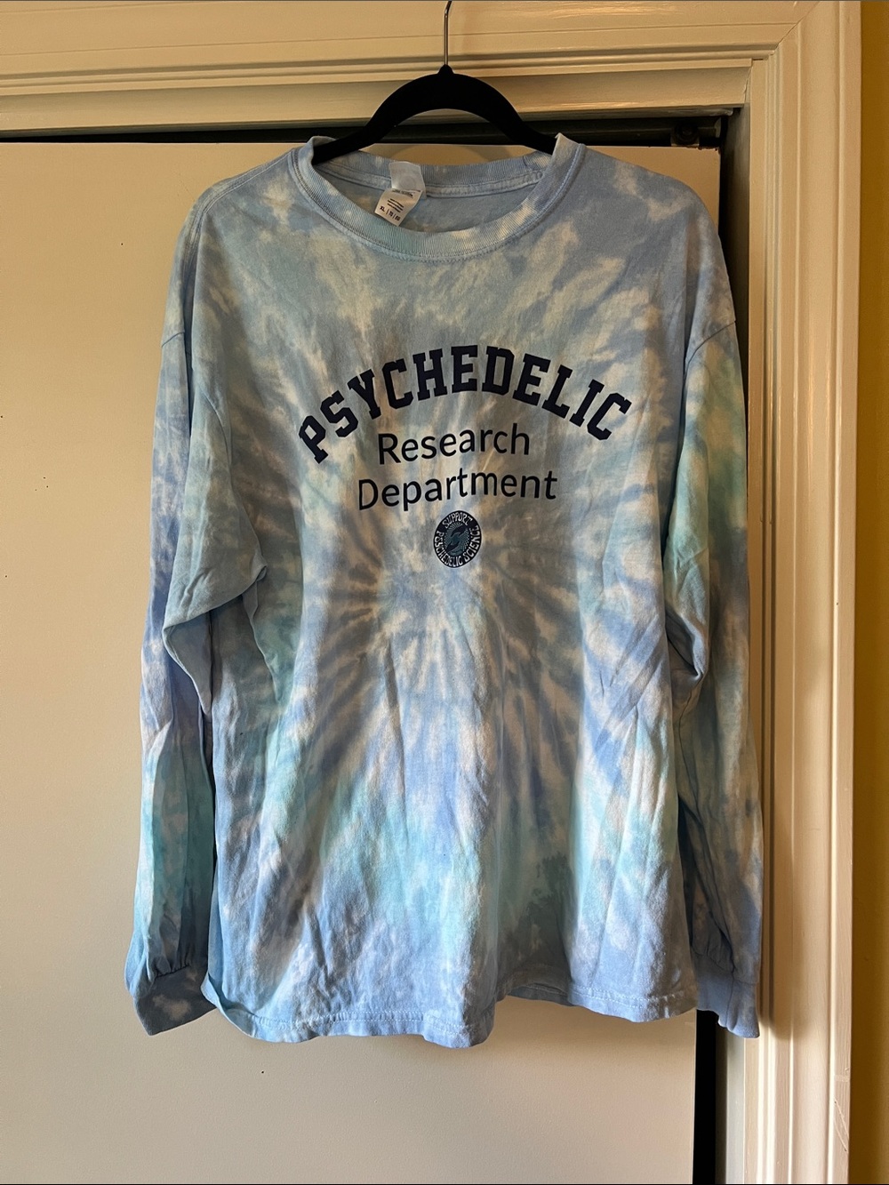 Psychedelic Research Department Tie-Dye Long Sleeve Tee - Blue/White XL